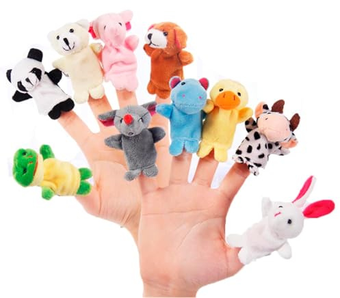 CABLEPELADO Set di 10 pupazzi di dita per bambini – Animali morbidi e realistici – Giocattolo educativo e creativo per contagocce e regali per bambini