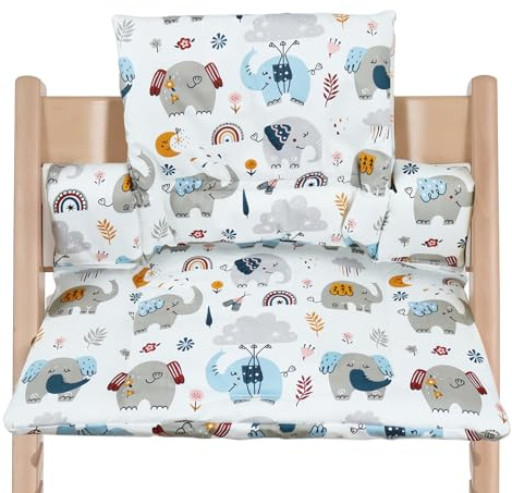 Sitzkissen für Stokke Tripp Trapp: Hochstuhl Sitzkissen Wasserdicht, Hochstuhl Sitzkissen Set, Polsterung an Rückenlehne, Kids Sitzkissen Abnehmbar Abnehmbar, Bio Baumwolle Weiches Sitzkissen