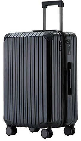 Münicase Reisekoffer L 66 cm, TSA, Hartschalenkoffer, Schwarz