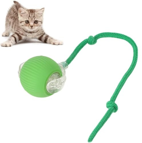 XUNNIU Pelota Juguetes Gatos, Eléctricos Juguete Interactivo Gato y Perro con Cuerda, Inteligente Pelota interactiva Perro rotación automática,Juguetes para Gatos y Perros,Verde-1pc