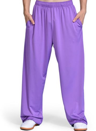 XUHCLY Men's Martial Arts Pants Women Men,Kung Fu Milk Silk Trousers,Tang Suit Pants,Adult Karate Trousers(Size:3XL,Color:K)