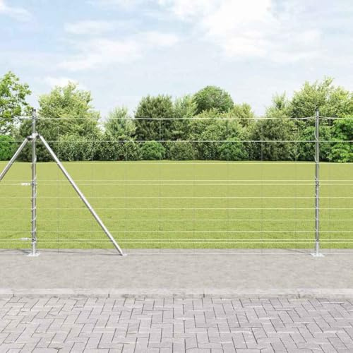 Emmtore Zaunpfosten Galvanisiert Stahl, Garten und Terrasse, Moderner Zaunpfahl,Sichtschutz für Sicherheit,50 x 1,2 m,30 cm (10 Drähte),Betonbodenverankerung