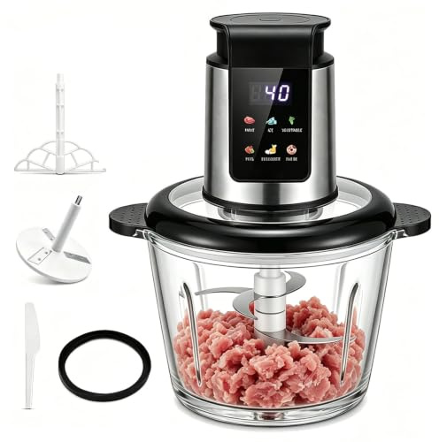 Robot Da Cucina Elettrico E Tritatutto Da 1000 W Con Contenitore In Vetro, 6 Timer LED Preimpostati Intelligenti Fondo Antiscivolo
