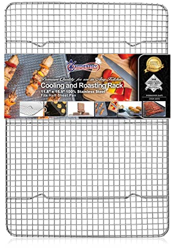 Kitchenatics Graticola a filo in acciaio inox professionale per raffreddare e riscaldare - adatta alla teglia del forno - per biscotti e dolci - nel forno per cucinare, affumicare (29,97 x 42,93 cm)