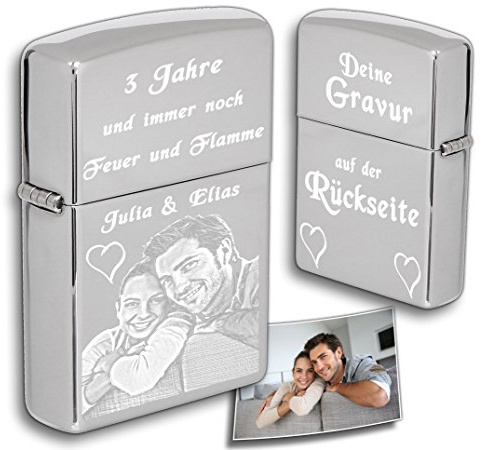 Original Feuerzeug mit deinem Foto | Beidseitig graviert, Rückseite | Chrom poliert, Chrome high Polished | Gravur von deinem Foto | kompatibel mit Zippo