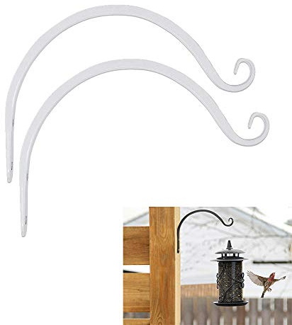 Blumenampel Halterung, 2 Stück Metall Wandhaken für Blumenampel Wandhalterung Hängeampel Draußen Gusseisen Blumenampelhalter Garten für Zaun Blumenampel Groß, Hängekörbe, Windspiele, Laternen (Weiß)