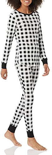 Amazon Essentials Ensemble de Pyjama en Coton coupe Ajustée (Grande Taille Disponible) Femme