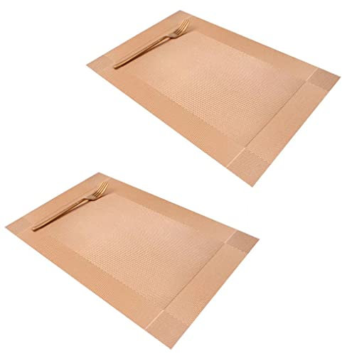 Placemats Placemats Set of 4 Washable Heat Resistant Vinyl Table Mats PVC Durable Waterproof Non-slip Charger Plates for Dinner Table Kitchen Cafe Restaurant (Golden)