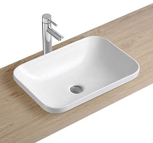MOB-IN Lavabo rettangolare da incasso in ceramica bianca 53 x 37 cm Palma