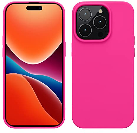 kwmobile Hülle für das iPhone 14 Pro Hülle - weiche und schlanke TPU Silikon Handyhülle - stoßabsorbierendes Flexibles Case - kabelloses Laden - Neon Pink