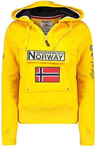 Geographical Norway Gymclass Lady - Sudaderas Mujer Con Capucha Y Bolsillos - Sudadera Manga Larga Chaqueta Caliente - Cremallera Jersey Mujeres Primavera Verano Otoño Invierno (Mostaza L)