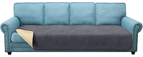 Granbest Super Weiche Dicke Sitzkissen Bezüge, Rutschfeste Bezüge für 4-Sitzer Sofa, Kissen Schutz für Haustiere (4-Sitzer, Grau)