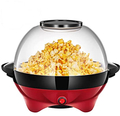 Popcorn Machine,Hot Air Popcorn Maker, Upgraded Oil-Free Pop Corn Popper, 850W Electric Hot Oil Butter Popcorn Popper with Stirring Rod, Non-Stick Plate