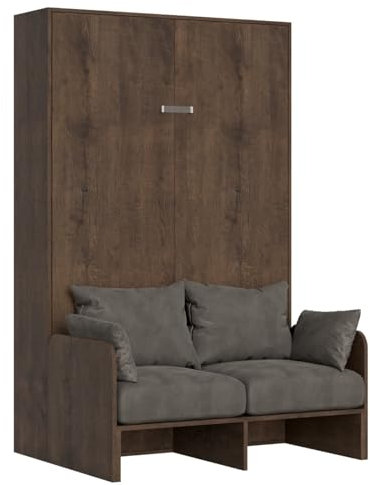 Decor Space Letto Palermo matrimoniale a scomparsa con divano, in legno, con apertura verticale, per camera da letto (A scomparsa, Noce)