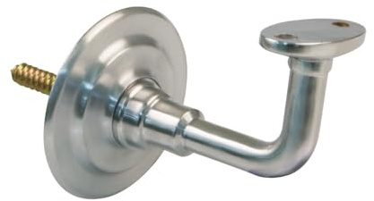 MS Beschläge Soporte para pasamanos de latón macizo, soporte para pasamanos, sillín recto plano, soporte para pasamanos, diámetro de 70 mm, placa base (latón niquelado)