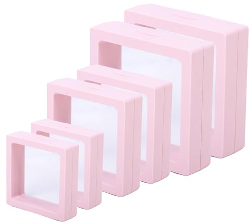 Eterspr 6 Rosas Marco de Visualización Transparente, Caja de Presentación Flotante, Utilizadas para Exhibir Joyas, Monedas, Sellos, Medallas y Otras Colecciones Pequeñas