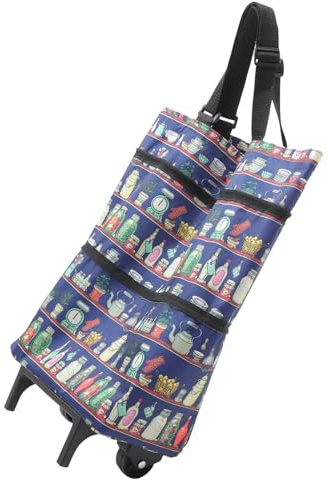 TOPPERFUN Faltbarer Einkaufswagen mit Rädern und Canvas Material Praktische Rolltasche für Lebensmittel Kompakt und Robust für Einkauf im Supermarkt