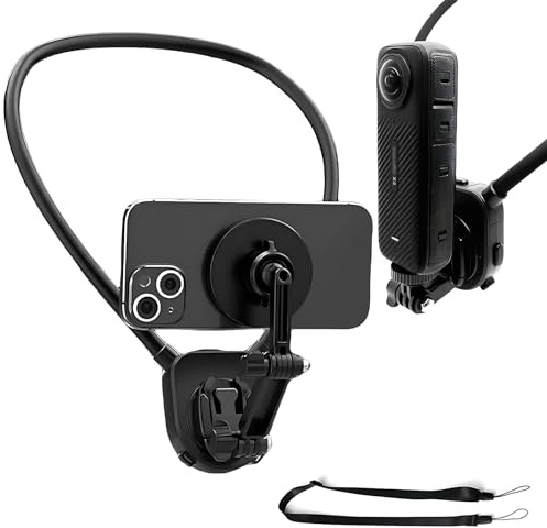 Magnetic Neck Mount for Phones, Cell Phone Holder Around Neck POV/Vlog Selfie Mount Hand Free Phones Neck Holder Video Recording Chest Stand for iPhone 15 14 13 12 Pro Max Plus Seires Android Phones