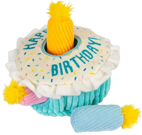 Outward Hound Hide-A-Birthday-Cake Plush Squeaky Dog Toy, 7.5 x 4.7