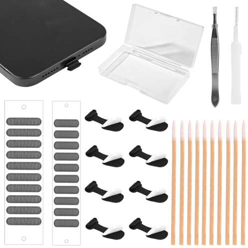 8pcs USB Type C Dust Plug Covers, USB C Port Dust Plug USB C Dust Cover Anti-Lost Type C Charging Port Protectors with Speaker Mesh Covers for iPhone 15 Plus Pro Max Samsung