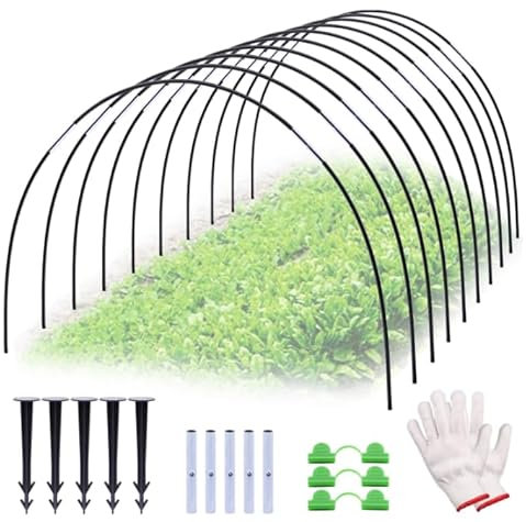 Neegool Pflanztunnel Bögen, 50 PCS Tunnelbögen Hochbeet, Gewächshausbogen mit 6mm Kunststoff umwickelt, DIY Gewächshausreifen Frühbeet Tunnel.