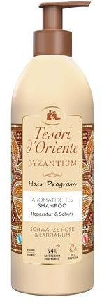 Tesori d'Oriente Hair Program Shampoo Byzantium | 250 ml | aromatisches Haarshampoo | schwarze Rose und Labdanum | Reparatur & Schutz für strapaziertes Haar | Wellness-Ritual für Körper & Sinne