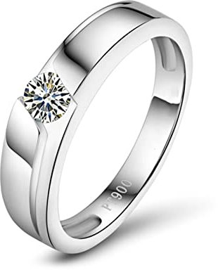 Epinki Platin Diamantring, 0.2ct Labor Erstellt Diamant Verlobungsring, Geschenke für Paare, Echtes Gold Kollektion, Weiß Gold, Gr.66 (21.0)