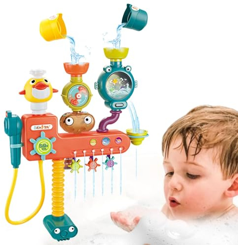 Badespielzeug für Kleinkinder, Badespielzeug für Sanitär-System, Badewannenspielzeug, Wasserspielzeug – sensorisches Spielzeug für Kleinkinder, interaktives Duschspielzeug, amu