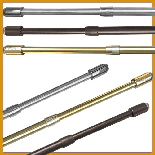 Byour3 - Bastoni Astine con Molla a DOPPIA Pressione per Vetri Porte Finestre Bacchette Estensibili Regolabili Tende a Vetro Finestra Aste Tendine Cucina Bagno Camera (Oro Lucido, da 32 a 52 cm)