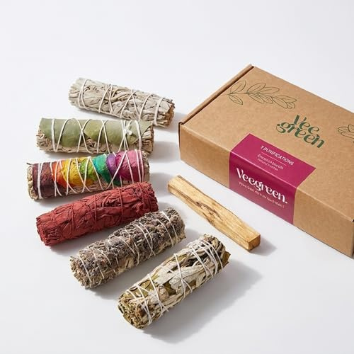 Sauges Blanches Purification à bruler & Palo Santo Stick│Coffret Sauge Blanche Salvia Apiana amérindienne│Encens Naturel méditation│ Bougie et Bois de rituels│ (7 Purifications)