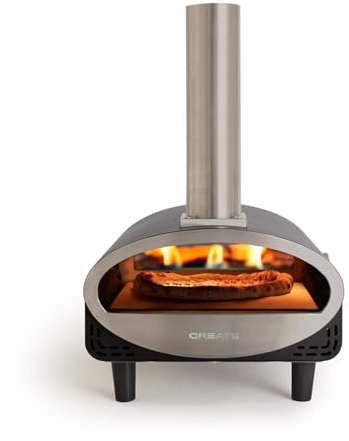 CREATE Four à granulés pour pizzas en pierre jusqu'à 30 cm de diamètre, chauffage rapide, contrôle de la température, température jusqu'à 500 °C, utilisation en extérieur, 53 x 36,8 x 58 cm