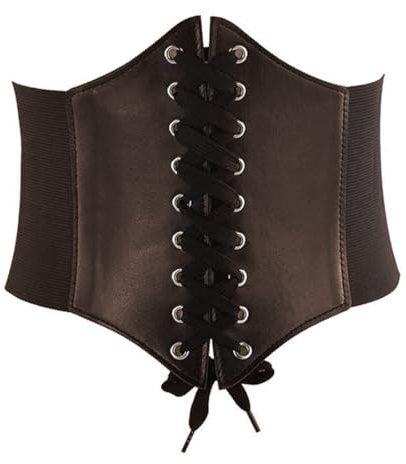 huipinghu Corset Belt Lace-up Waspie Corset Belts for Women Elastic Tied Waspie Belts for Dresses Halloween Costume (Brown)