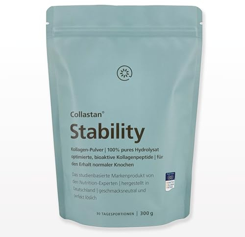 Collastan Stability - Premium Kollagen-Pulver Hydrolysat Peptide | 300 g Kollagenpulver mit FORTIBONE & FORTIGEL – hochwertige Markenpeptide; Protein trägt zur Erhaltung normaler Knochen bei