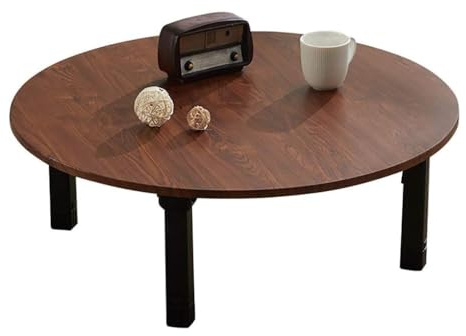 Tavolo pieghevole in stile giapponese per camera da letto, tavolino basso rotondo con contenitore, ideale per piccoli spazi e uso multifunzionale