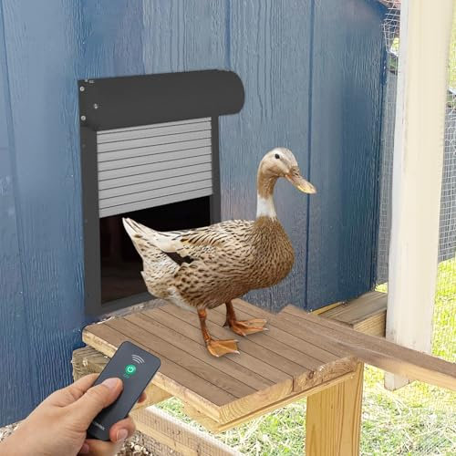 Susoso Elektrische Hühnerklappe, Hühnerstalltür mit Fernbedienung Vier Betriebsmodi Wasserdichtigkeitsgrad IP67 Arbeitstemperatur -26~60℃ für Bauernhöfen 24.5x37cm Schwarz