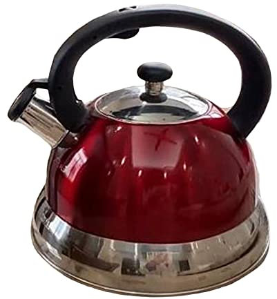 Bouilloire sifflante avec poignée anti-brûlure pour cuisinière à gaz Rouge