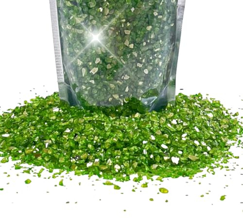400g Green Broken Crushed Glass Chips 1-4mm Reflective Mirrored Granules Gravel Chunks Stones Vase Filler Garden Plants Resin Irregular