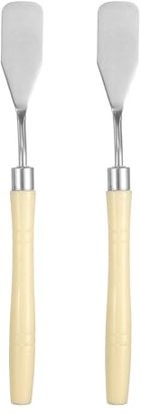 QUARKZMAN 2Pz Spatola Pittura Strumento Pittura 6.5 Testa Piatta Lama Acciaio Inox Manico Plastica Spatola Pittura Per Olio Acrilico Tela, Beige