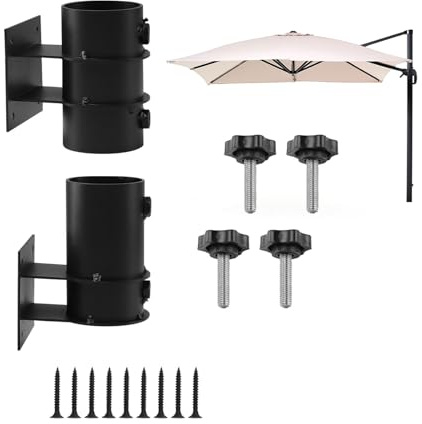 BigKing Pied de parasol mural, support de parasol réglable, support de parasol pour balcon, support de balcon pour parasol, pour montage sur pont, clôtures, balcon ou cour en plein air, etc