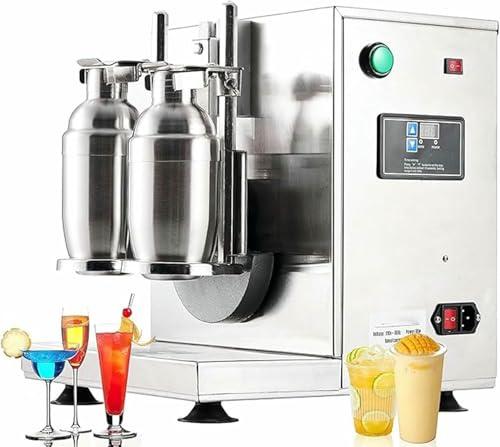 HOTAPEPU Machine à Cocktails Automatique au thé au Lait, mélangeur à Double Station pour thé au Lait perlé, mélangeur électrique en Acier Inoxydable pour thé au Lait perlé, Boisson au café ~/