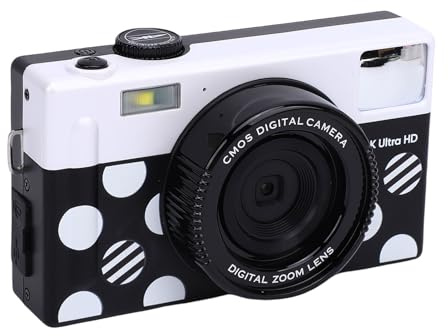 ASHATA 64MP 4K Digital Camera Camcorder for Photography, Video Cameras for Filming, 10 Filters, Front Flashlight, Autofocus, 3 Touch Screen, Vlog Digicam for Beginner (Black White)