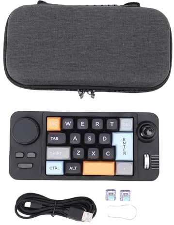 Yanmis Tastierino Meccanico con Macro USB C, 19 Tasti Programmabili e Retroilluminazione RGB con Manopola e Joystick per Gaming e Lavoro