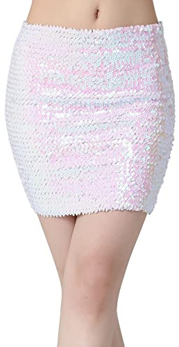 Glitzer Damen Rock Pailletten Tüllrock Kostüm Fransen Kleid Mädchen Glitzerrock Karneval Bauchtanz Pailettenrock Für