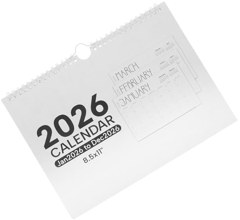 jojofuny Calendario de Pared Meses Calendario Mensual Inglés con Espiral Doble Planificador Anual con Vacaciones Internacionales para Oficina Hogar Aula