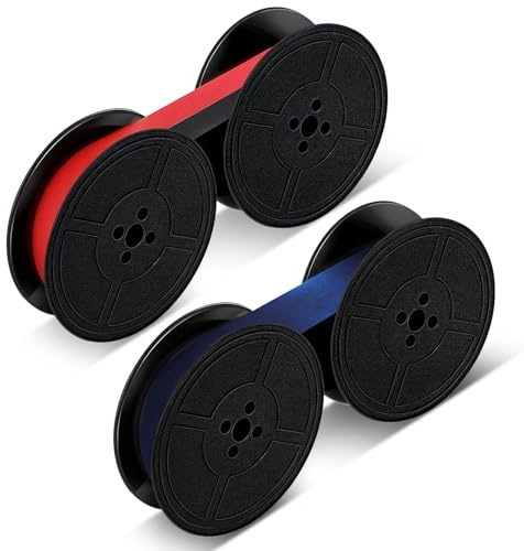 2 Stück Schreibmaschinenband Farbband Kompatibel mit DIN 2103 DIN 32755 Klassische Modelle Hochwertiges Nylon Band auf Doppelspulen in Schwarz Rot Blau