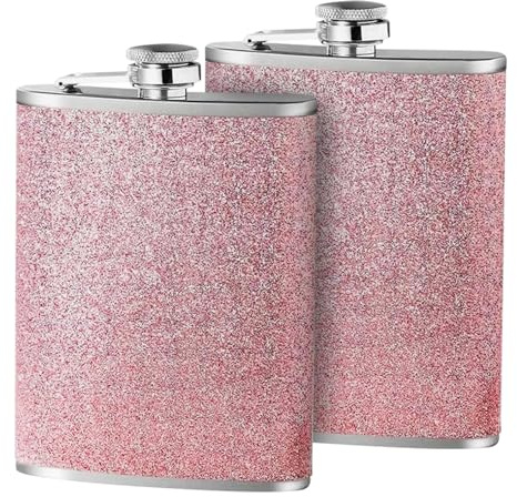 UJBVCX 2 Piezas 8 Oz Petacas de Alcohol, Petaca de Acero Inoxidable, Whisky Portátil Flask, Frasco de la Cadera para Escalada Camping Barbacoa Fiesta