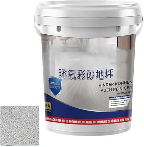 Self Leveling Epoxy Colored Sand Floor Paint, Fast Drying, Stain-Resistant For Concrete Tile Wood Countertop Decorative Finish (1KG Grey-A)