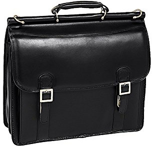 15.6 Leather Double Compartment Laptop Briefcase