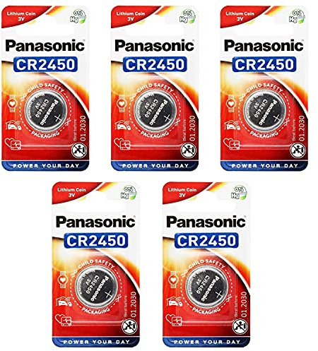 Panasonic Lithium Battery CR2450 Pack of 5 Batteries