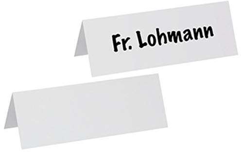 MAUL Namensschilder 21 x 7,5 cm (100 Stück) | Namensschild aus Karton für Schreibtisch, Seminare und Workshops | Beschriftbar mit Kugelschreiber, Marker, Stift | Beidseitig verwendbar | Weiß